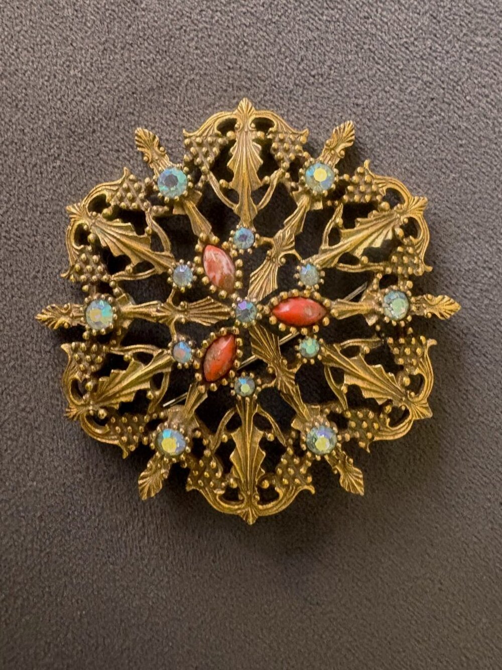 Vintage Emmons 1950-1960's Large Gold Tone Brooch or Necklace Cuff Marked EUC
